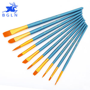 BGLN Paint Brushes | 10 pcs | Round & Pointed Tips