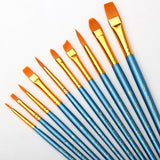 BGLN Paint Brushes | 10 pcs | Round & Pointed Tips