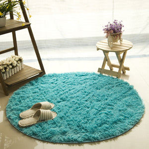 Multicolour | Fluffy Round Rug
